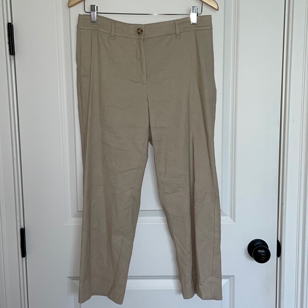 J. Jill Women’s Linen Stretch Ankle Straight Leg Pants Tan 8